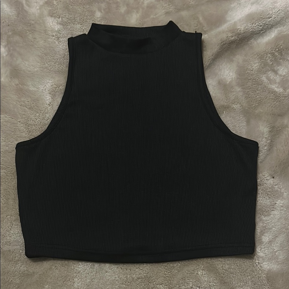 Black Sleeveless Ribbed Top